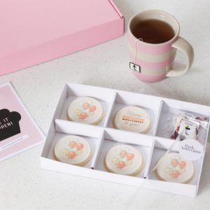 Gift Box of Branded Personalised Shortbread Biscuits with Twist Tea Pyramid