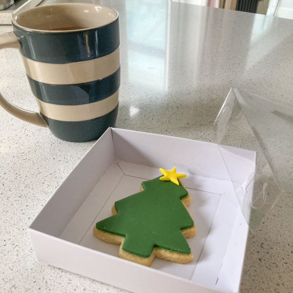 Large Hand baked and decorated Christmas Shortbread Biscuits as gift sent in the post - Christmas Tree shape