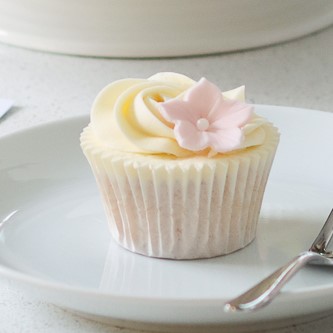 Pretty pink petunia flower cupcake topper