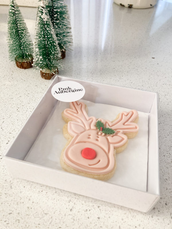 Reindeer shortbread biscuit in gift box