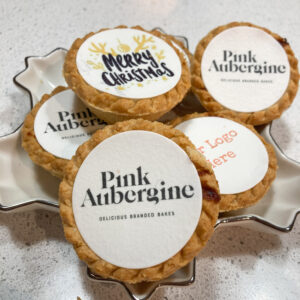 Iced Mince Pies personalised with printed logo toppers